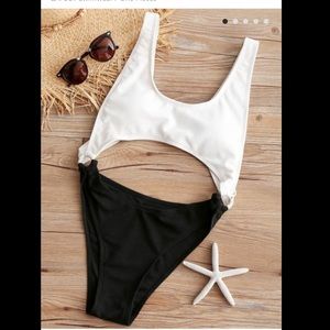 Ribbed Cutout One Piece Bathing Suit